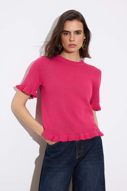 Limited Edition Fusya F?rf?r Detayl? Bisiklet Yaka Triko Bluz TWOSS26BZ00135