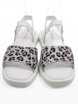 08-PEXL225-1 WHITE/LEOPARD Босоножки женские (натуральная кожа, натуральная замша)