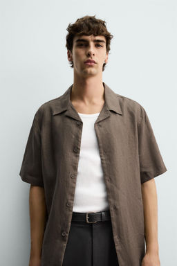 CAMISA RELAXED FIT 100% LINO / Marr?n / Topo - Zara фото 5