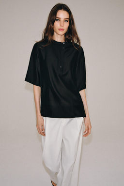 BLUSA FLUIDA MANGA CORTA ZW COLLECTION / Negro - Zara фото 2