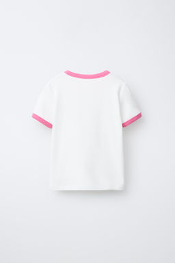 CAMISETA RIB CONTRASTE TEXTO / Rosa pastel - Zara фото 2
