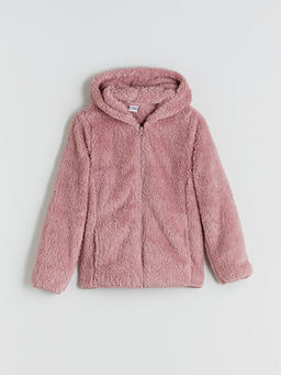 Kap??onlu Pel?? K?z ?ocuk Fermuarl? Sweatshirt