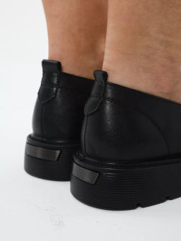 Лоферы жен., черный, фурн., н/к,