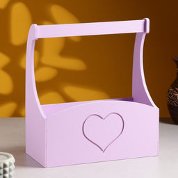 Кашпо деревянное Symmetric Heart, сердце, с ручкой, 2512,510(28) см Сиреневый