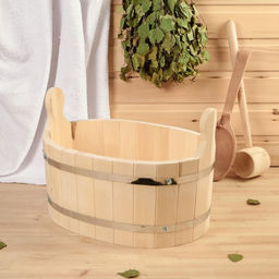 Шайка-таз из липы, овальная, 10 л, нержавеющий обруч, "Добропаровъ"