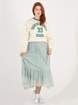 Юбка мятного цвета ярусная шифоновая - Almond фото 6