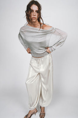 METALLIC THREAD BATWING SLEEVE TOP - Zara фото 9