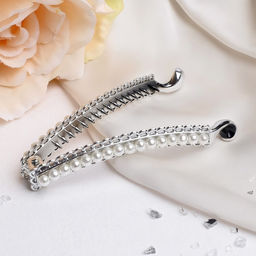 Цена за 6 шт. Банан для волос «Тайна морей», бусины ажур, 9.5 см, серебро