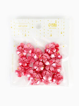 Цена за 2 шт. Бусины для творчества пластик "Цветочек жемчужный" набор 40 шт красный 1,5х1,5 см