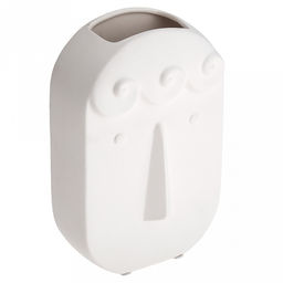 Ваза керамическая "Маска" 1,2л, 14х7,5см h21,8см, горло - 7,3х4,8см, матовая, фактурная глазурь, цвет - белый, в коробке (Китай)