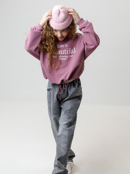 КР 302827/темная орхидея к595 джемпер (свитшот) для дев