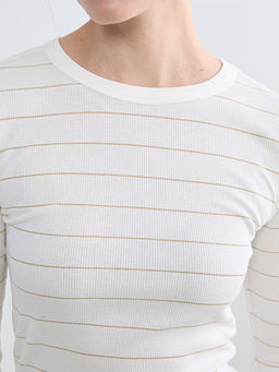 Bisiklet Yaka ?izgili Kad?n Body