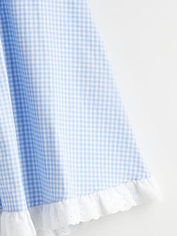 Beli Lastikli Ekose K?z ?ocuk Etek