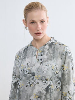 Hakim Yaka F?rf?rl? ?i?ekli Elbise