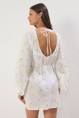 Cicek Desenli Dokuma Plaj Mini Elbise TBESS25EL00042 - Trendyolmilla фото 5