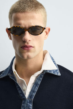 DENIM COLLAR COMBINATION KNIT POLO SHIRT - Zara фото 5