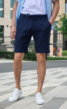 Шорты лен F511-0960-1 navy