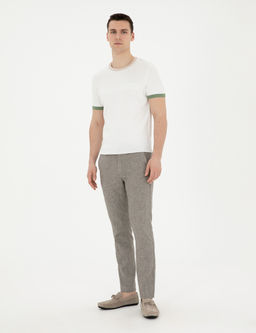 Ye_il Slim Fit Keten Kar___ml_ Kanvas Pantolon