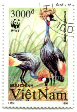 Марка Венценосный журавль 1991 год Вьетнам