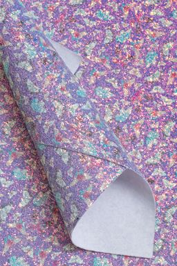 Кожзам с блестками "Бабочки" А4 (5 листов) SF-7206, фиолетовый №5