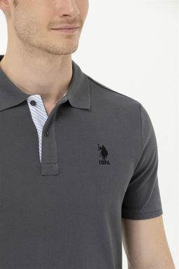 Мужская базовая футболка с воротником поло антрацитового цвета - U.s. polo assn фото 14