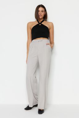 TRENDYOLMILLA Ekru Wide Leg/Genis Paca Yuksek Bel Dokuma Kumas Pantolon TWOAW22PL0066 фото 15