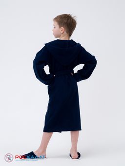 Детский махровый халат с капюшоном темно-синий МЗ-04 (88)