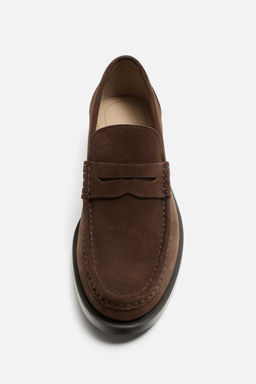 LEATHER PENNY STRAP LOAFERS - Zara фото 9
