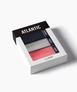 ATLANTIC 3MP-200 Трусы спорт Solid Summer - набор 3 шт. темно-синий + коралловый + серый меланж  фото 7