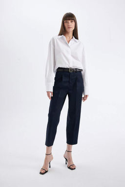 Укороченные брюки с карманами-морковками и высокой талией - Defacto фото 6