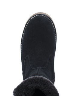 Полусапожки женские на войлочной подошве, черные, замша, молния.