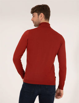 Kiremit Slim Fit Bal_k__ Yaka Y_n Kar___ml_ Basic Triko Kazak - Pierre cardin фото 4