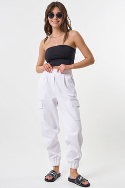 Брюки карго из плотного хлопка под деним белые