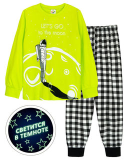 Пижама для мальчика 92178 салатовый/черная клетка 870 Lets go