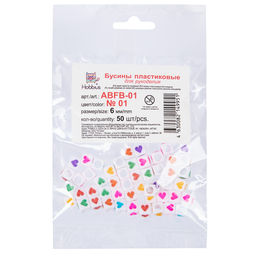 Бусина Hobbius пластик ABFB-01 6 мм 10 х 50 шт №02 смайлики