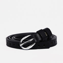 Ремень женский, ширина 1.5 см, винт, пряжка металл, цвет чёрный