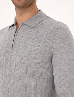 A__k Gri Melanj Regular Fit Polo Yaka Fermuarl_ Triko Kazak - Pierre cardin фото 7