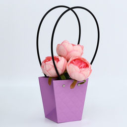 Цена за 10 шт. Сумка для цветов тиснение розовый влагостойкая, 12x12-8x8-12.5 см - UPAK LAND фото 4