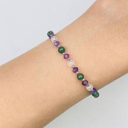 Браслет для "Тельца" из Аметиста, Лунного камня и зеленого Кварца 16,5 см +