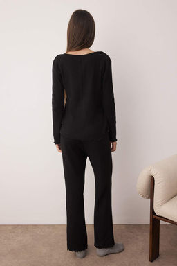 Pembe V Yaka Baby Overloklu Yumusak Tuse F?rcal? K?sl?k Fitilli Orme Pijama Tak?m? THMAW26PT00011 - Trendyolmilla фото 10