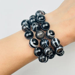 Бусины для украшений из полосатого Агата (32 бусины)