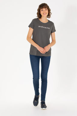 U. S. Polo Assn Женская футболка антрацитового цвета с круглым вырезом - U.s. polo assn фото 3