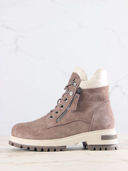 Ботинки 261.uno9br.Капучино замша+бежевый/мех