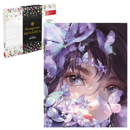 Алмазная мозаика арт. 68647 / 16 ДЕВУШКА С БАБОЧКАМИ, размер: 40*50 см, (19 цветов страз, холст на п