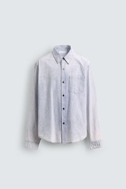 CAMISA RELAXED FIT LAVADA RAYAS / Azul - Zara фото 7