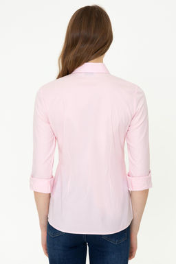 Женская базовая рубашка пудрового цвета с длинным рукавом Неожиданная скидка в корзине - U.s. polo assn фото 5