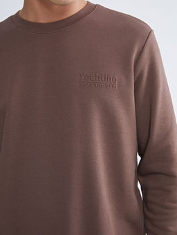 Bisiklet Yaka Bask?l? Erkek Sweatshirt