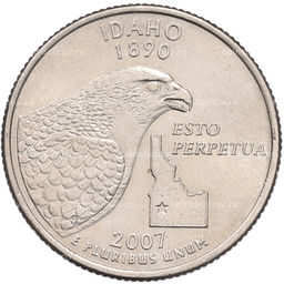 Монета 1/4 доллара (25 центов) 2007 года P США Штаты и территории  Айдахо