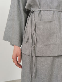 Жакет-кимоно льняной 42600 светло-серый