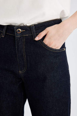 Прямые длинные джинсовые брюки с высокой талией - Defacto фото 5